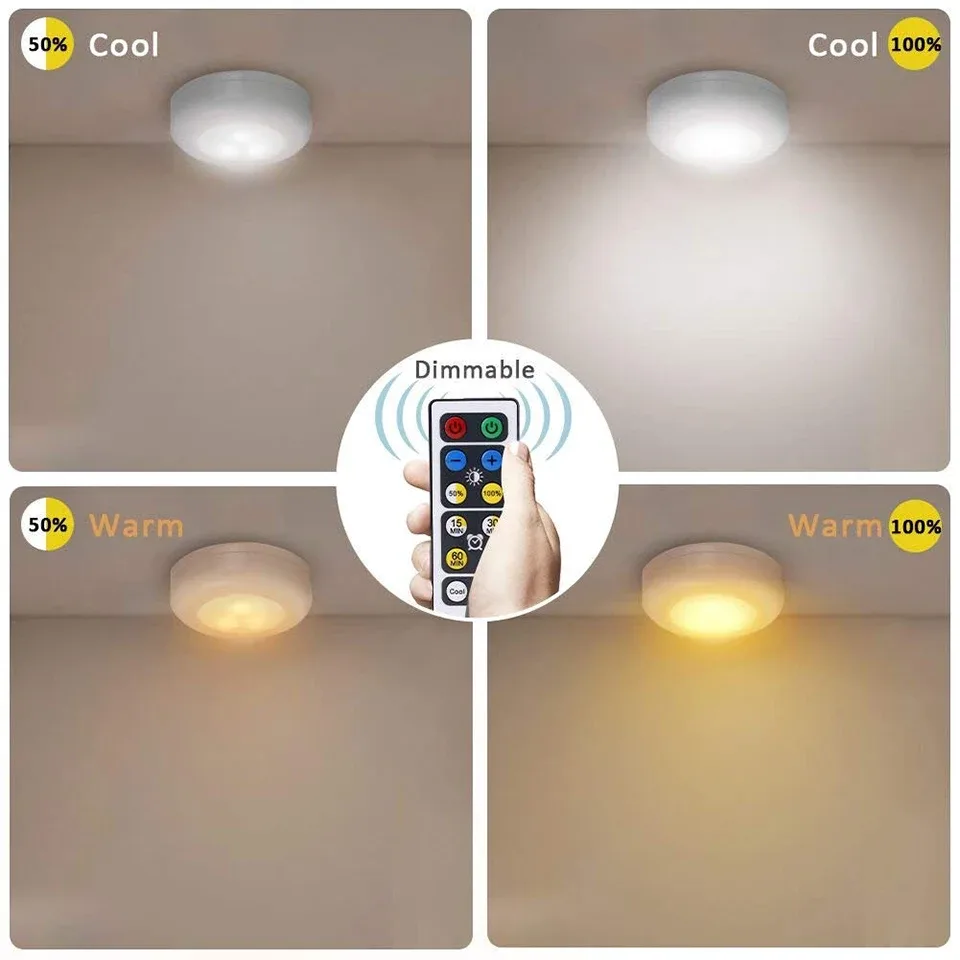 Spot LED sans fil à piles avec télécommande pour dessous de meuble, cuisine et placard - Image 3