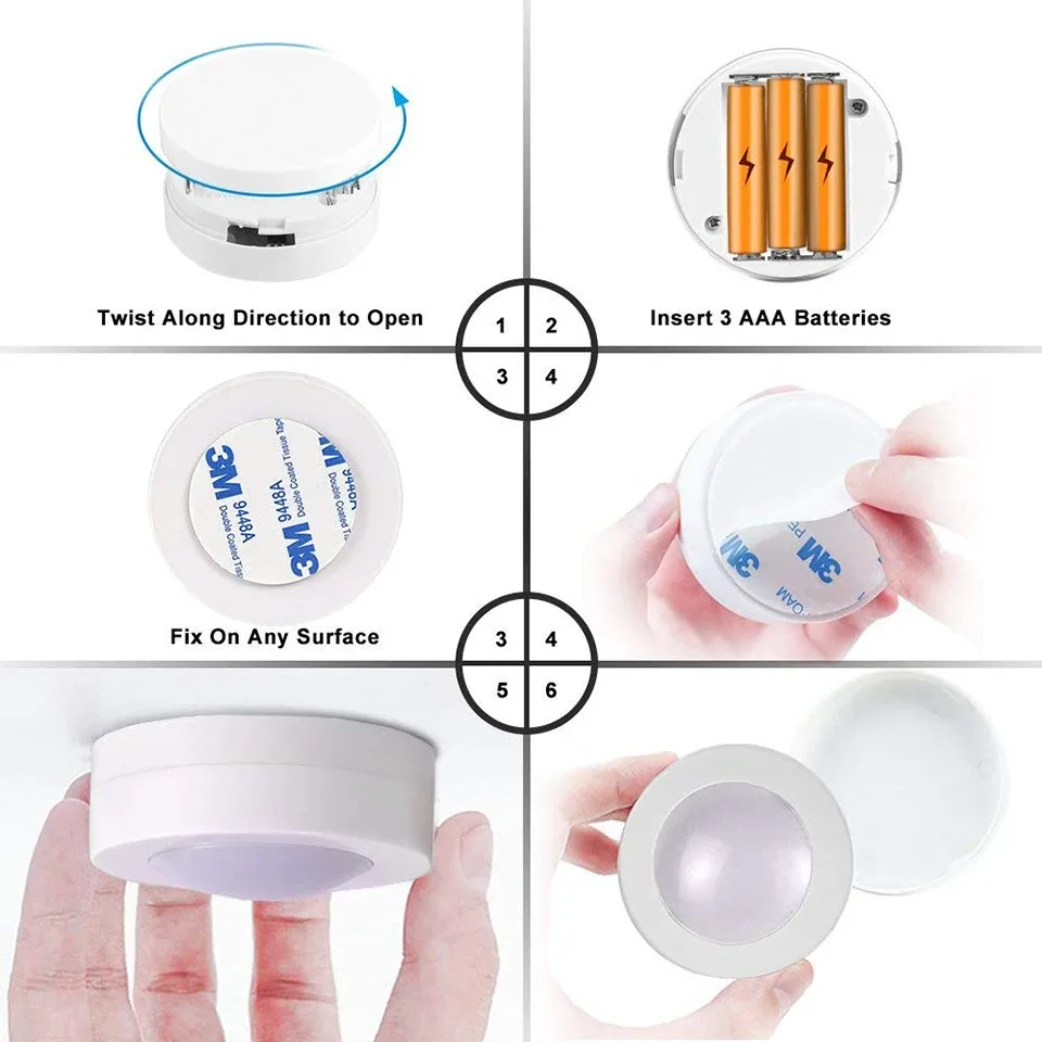 Spot LED sans fil à piles avec télécommande pour dessous de meuble, cuisine et placard - Image 4