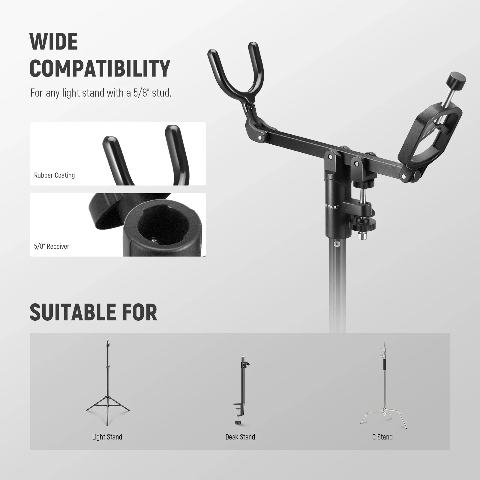 NEEWER Support de perche de microphone pour pied de studio et C-Stand - Image 3