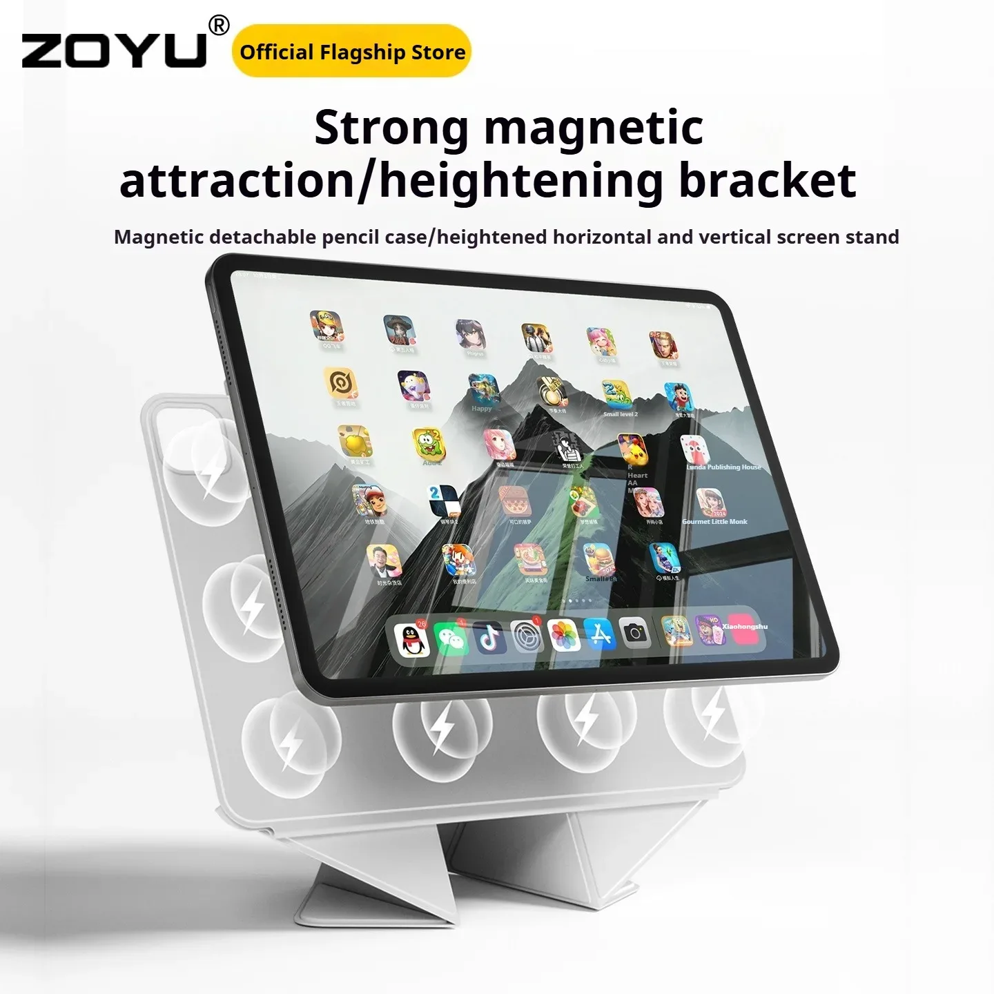 ZOYU Étui avec Support Surélevé et Coque Magnétique Détachable pour iPad Pro, Air et Mini slide 3