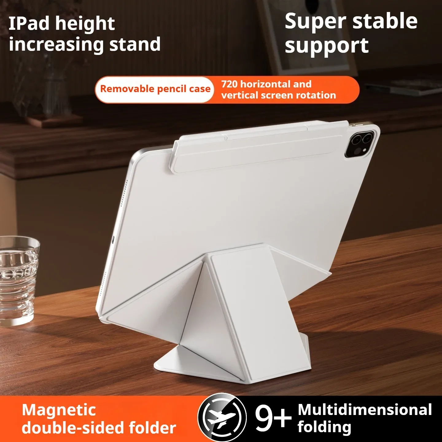 ZOYU Étui avec Support Surélevé et Coque Magnétique Détachable pour iPad Pro, Air et Mini