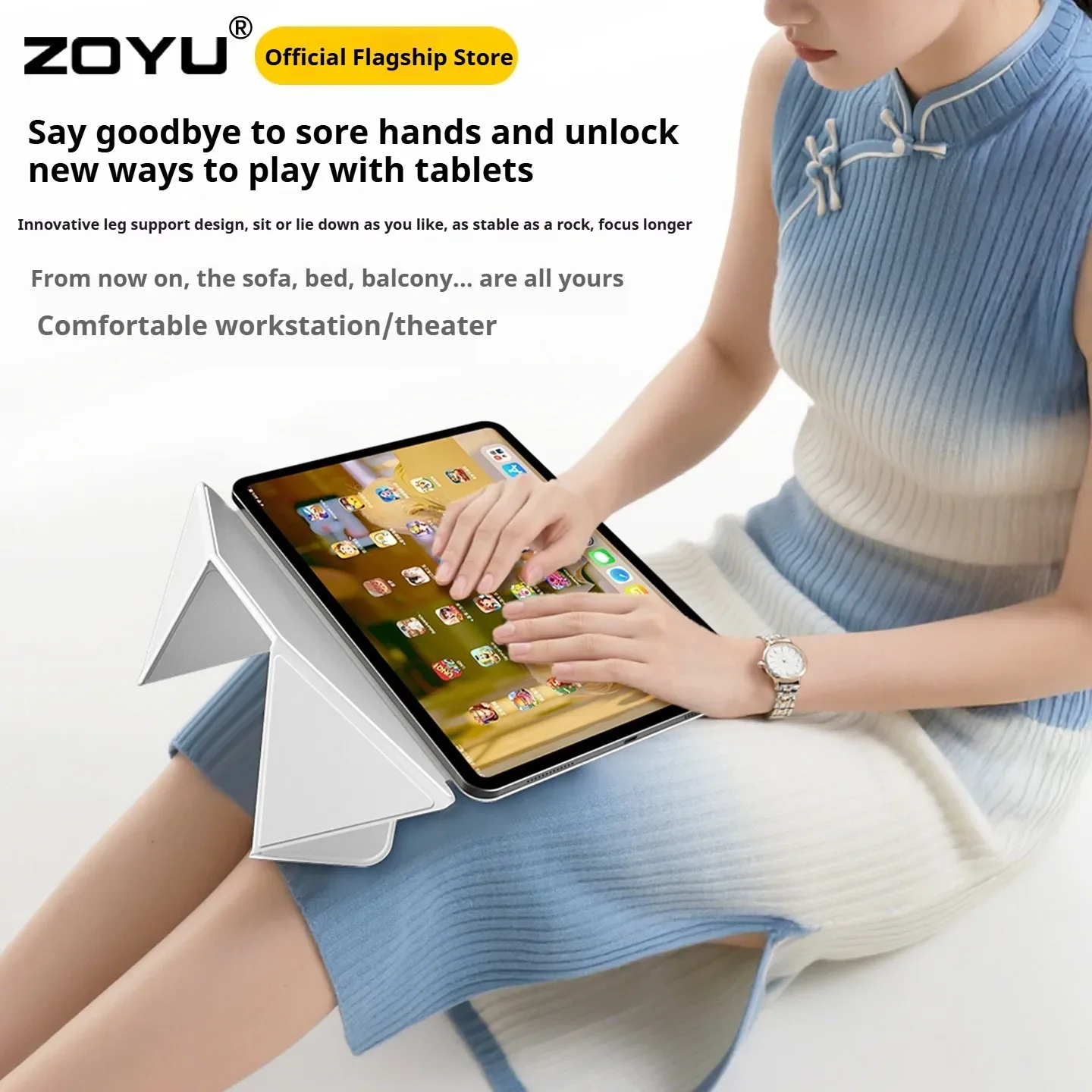 ZOYU Étui avec Support Surélevé et Coque Magnétique Détachable pour iPad Pro, Air et Mini slide 5