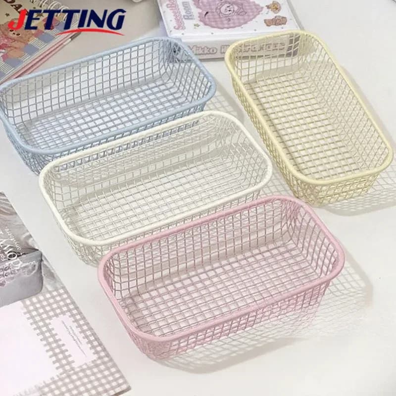 Panier de rangement de bureau en métal pour papeterie et maquillage - Image 3