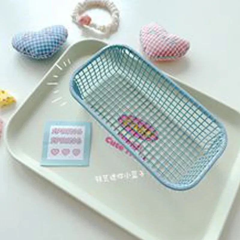 Panier de rangement de bureau en métal pour papeterie et maquillage slide 7