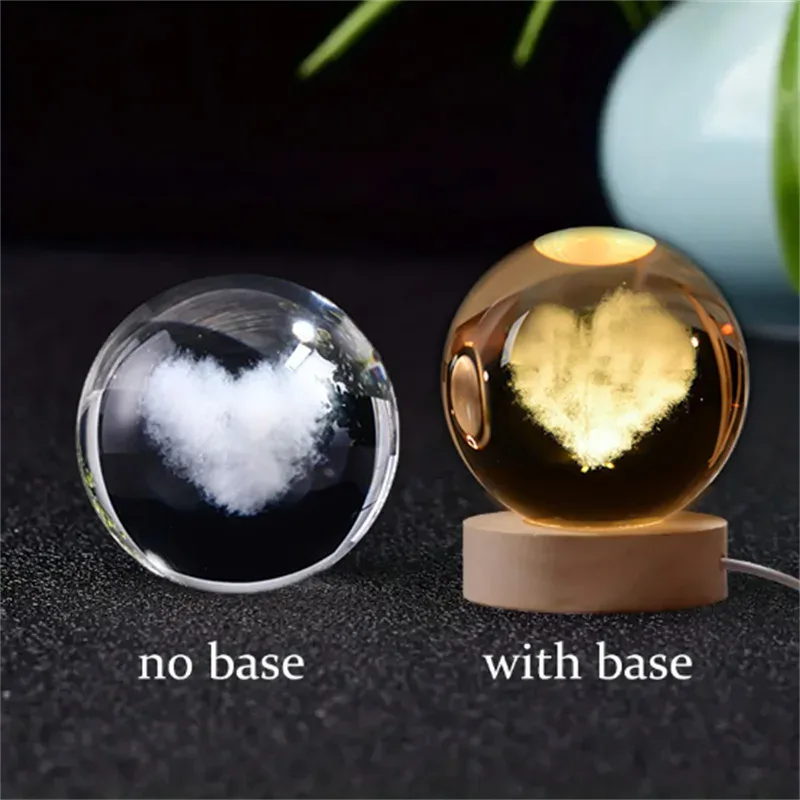 Boule de cristal 3D Saturne avec socle lumineux LED slide 18