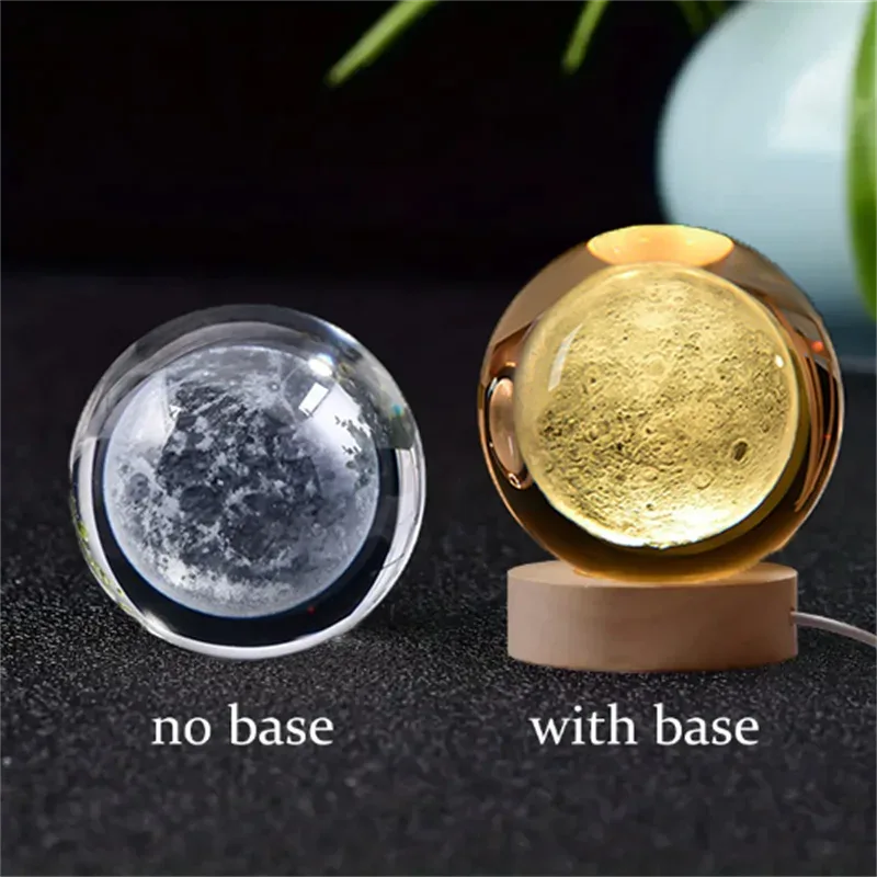 Boule de cristal 3D Saturne avec socle lumineux LED slide 17