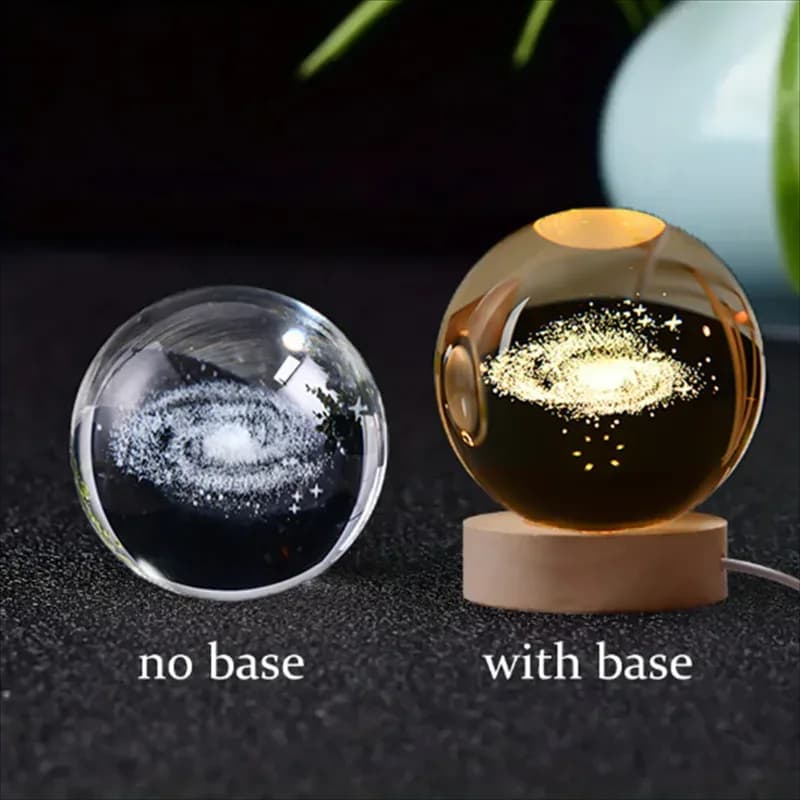 Boule de cristal 3D Saturne avec socle lumineux LED slide 16
