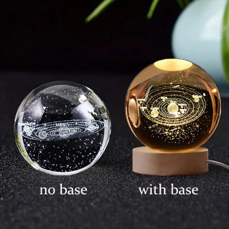Boule de cristal 3D Saturne avec socle lumineux LED slide 15