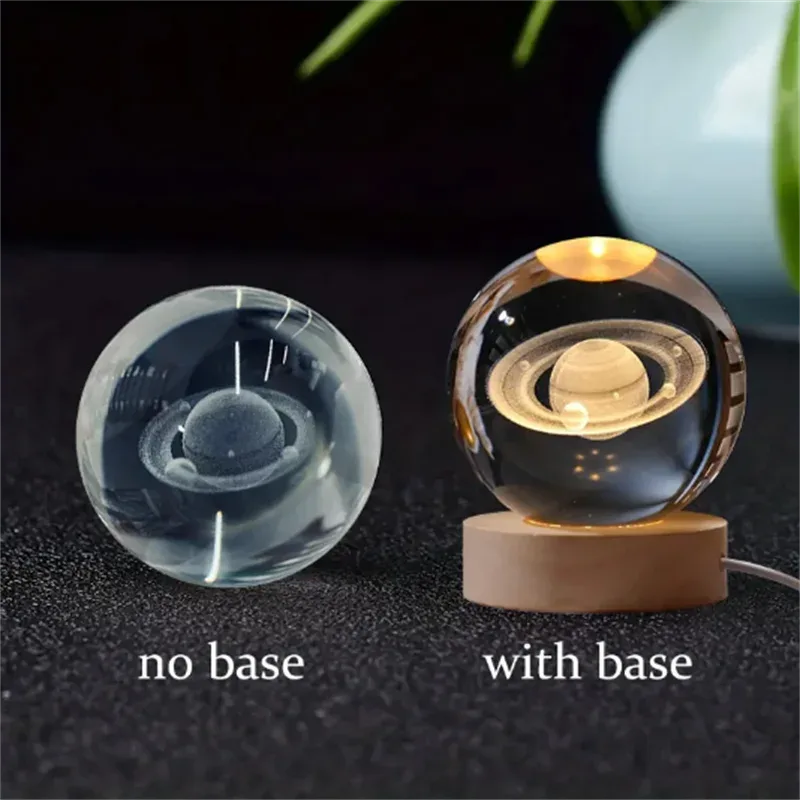 Boule de cristal 3D Saturne avec socle lumineux LED slide 22