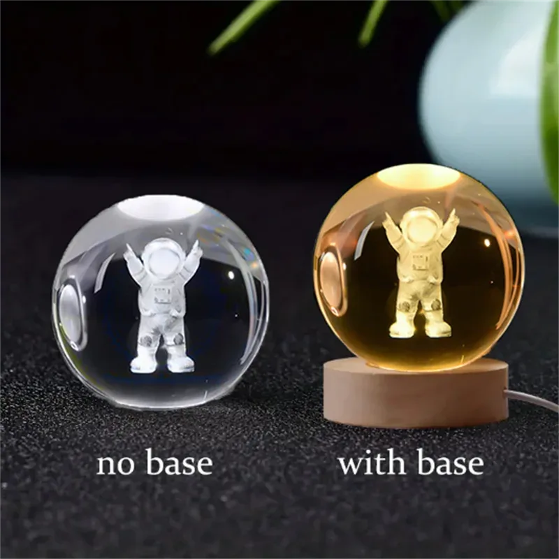 Boule de cristal 3D Saturne avec socle lumineux LED slide 21