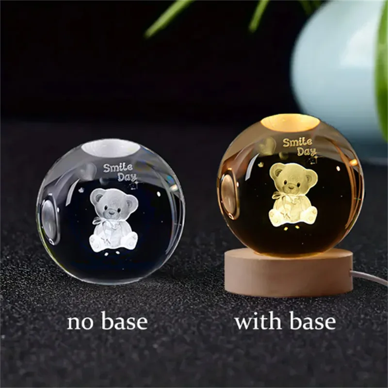 Boule de cristal 3D Saturne avec socle lumineux LED slide 20
