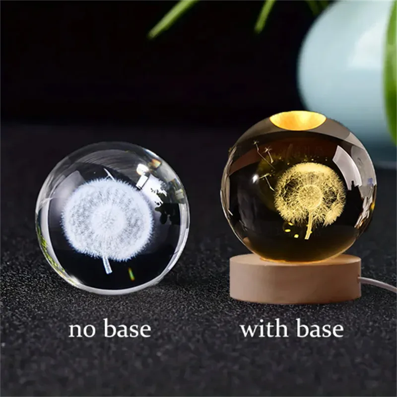 Boule de cristal 3D Saturne avec socle lumineux LED slide 10