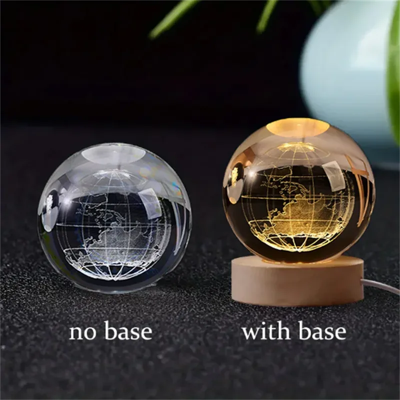 Boule de cristal 3D Saturne avec socle lumineux LED slide 9