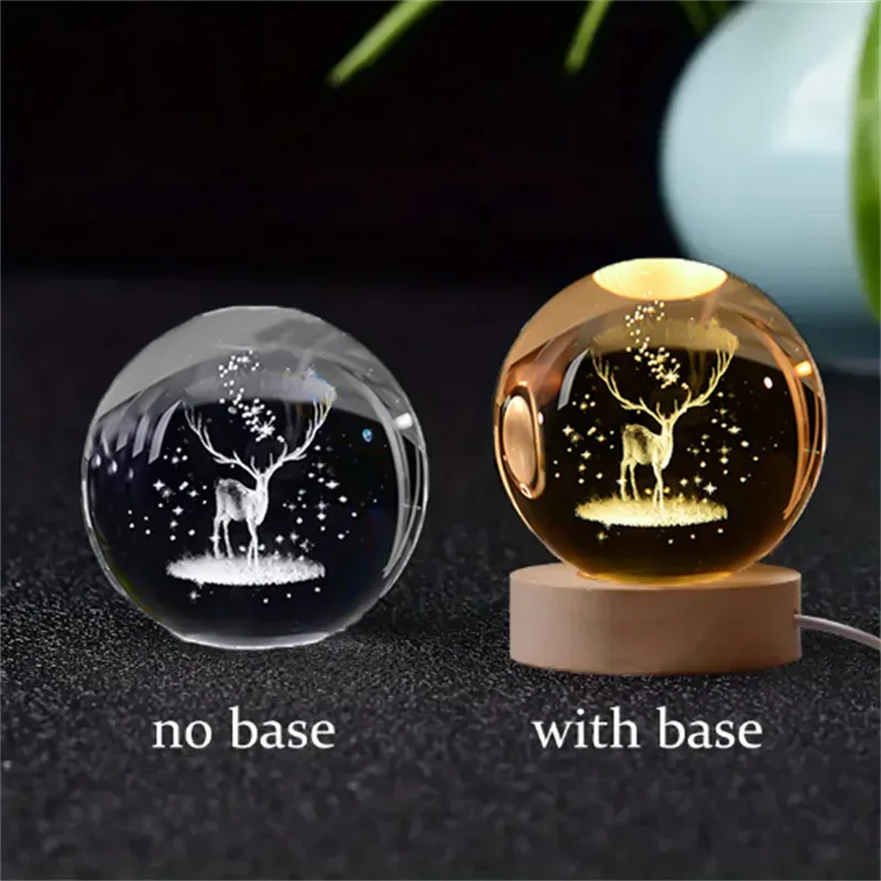 Boule de cristal 3D Saturne avec socle lumineux LED slide 8