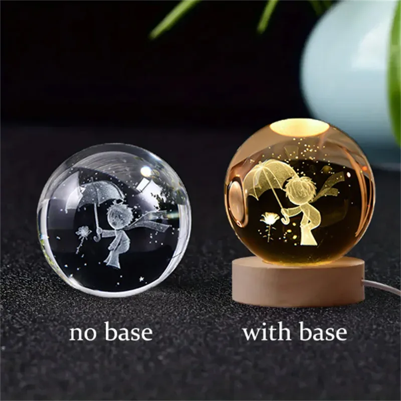 Boule de cristal 3D Saturne avec socle lumineux LED slide 14
