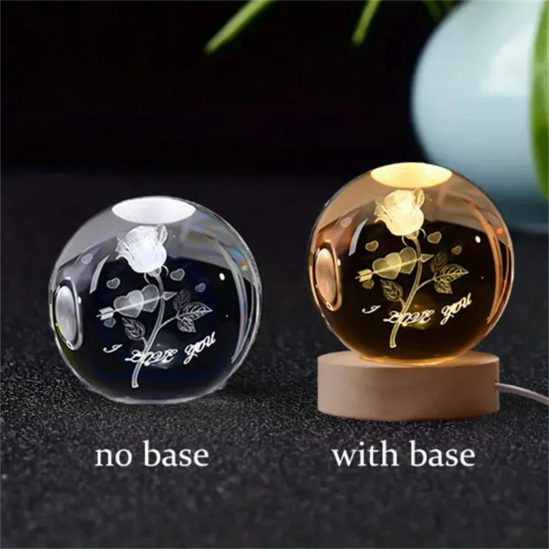 Boule de cristal 3D Saturne avec socle lumineux LED slide 13