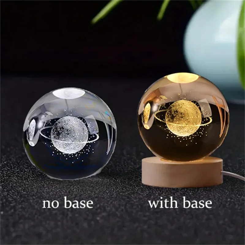 Boule de cristal 3D Saturne avec socle lumineux LED slide 12