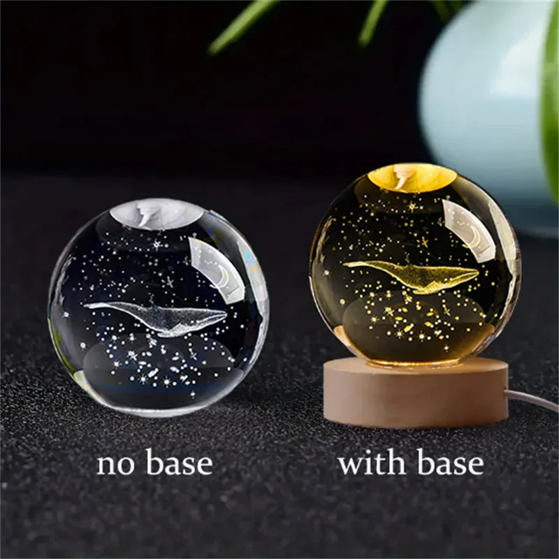 Boule de cristal 3D Saturne avec socle lumineux LED slide 11