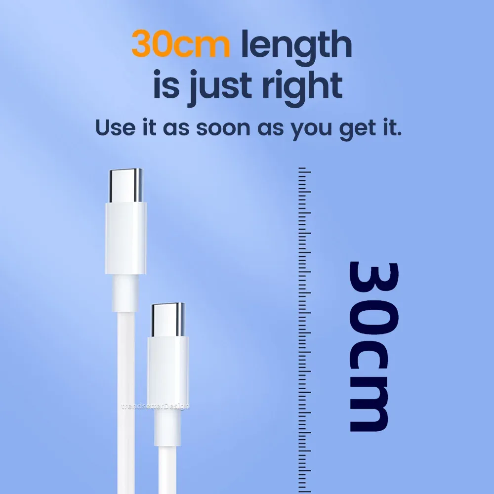 Câble Olaf USB-C vers USB-C (30 cm) - PD 60W - Charge rapide - Image 2