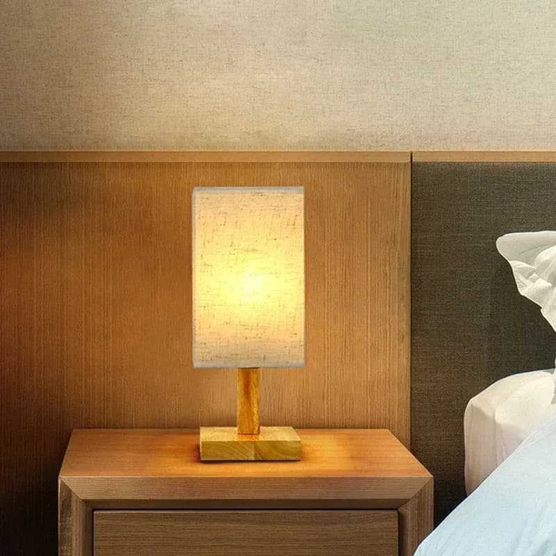 Lampe de chevet LED style chinois avec abat-jour en tissu - Image 3