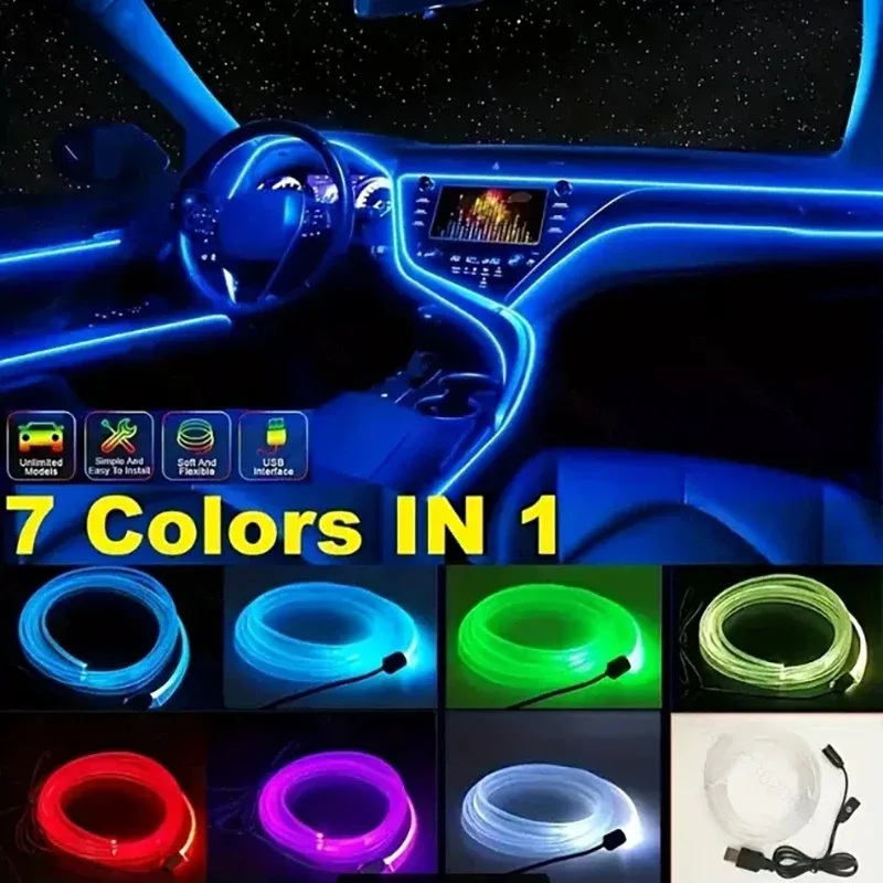 Bande LED RGB d'ambiance à fibre optique pour intérieur de voiture - Image 3