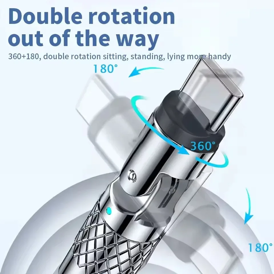 Câble de charge rapide USB 120W 6A avec connecteur rotatif à 540° - Image 2