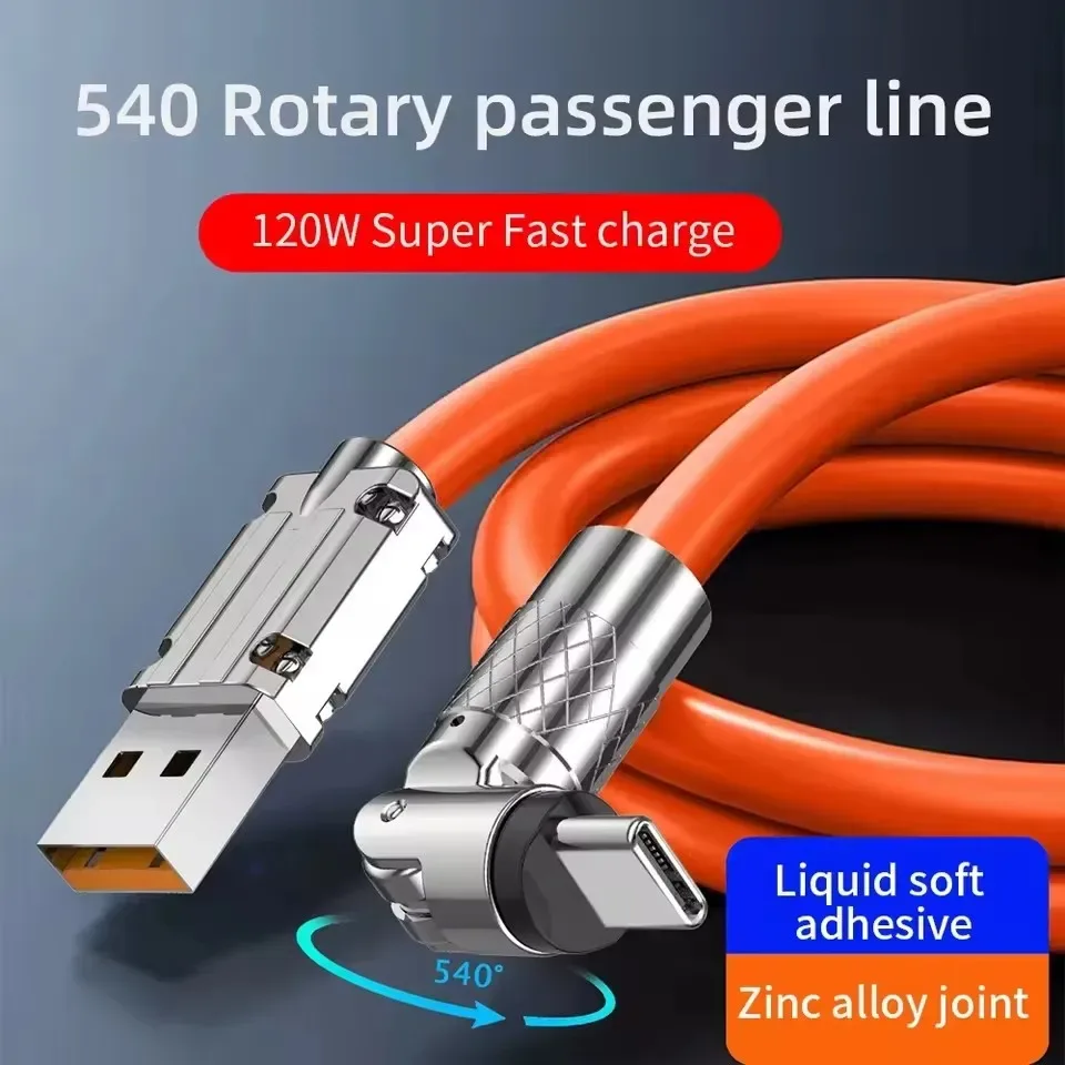 Câble de charge rapide USB 120W 6A avec connecteur rotatif à 540° - Image 6