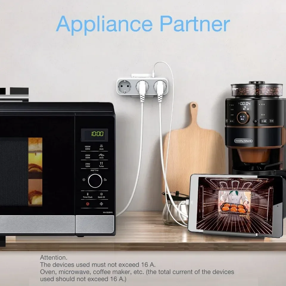 TESSAN Adaptateur multiprise avec interrupteur, 3 prises CA et 2 ports USB - Protection contre les surcharges - Image 5