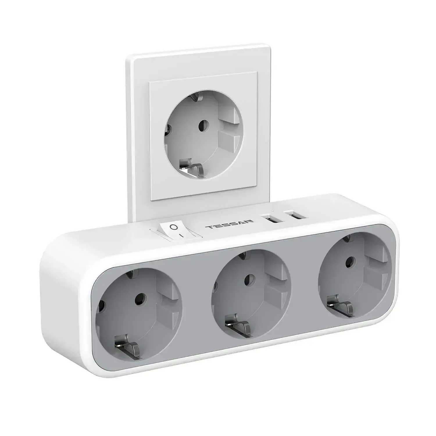 TESSAN Adaptateur multiprise avec interrupteur, 3 prises CA et 2 ports USB - Protection contre les surcharges slide 7