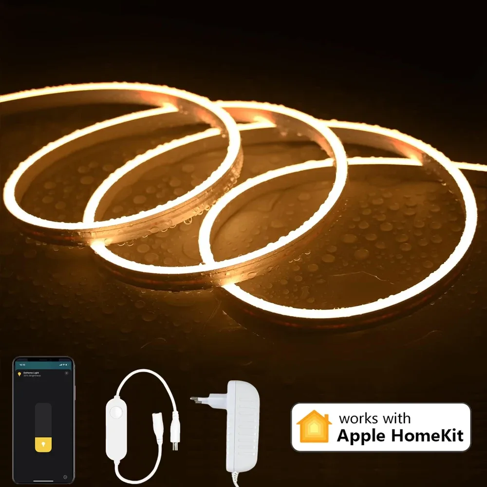 Ruban LED Néon Flexible Connecté Wi-Fi (Compatible Apple HomeKit) - Blanc Variable 3000-6500K - Étanche 12V