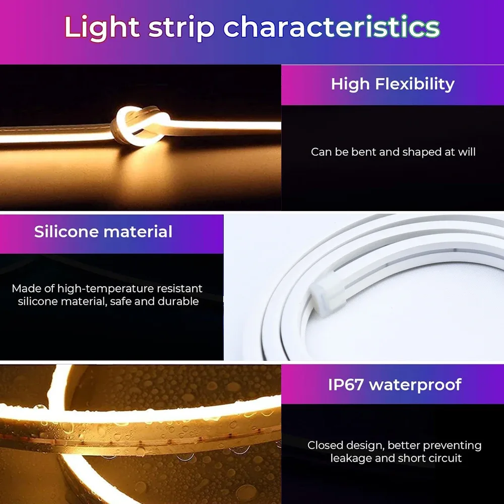 Ruban LED Néon Flexible Connecté Wi-Fi (Compatible Apple HomeKit) - Blanc Variable 3000-6500K - Étanche 12V slide 3