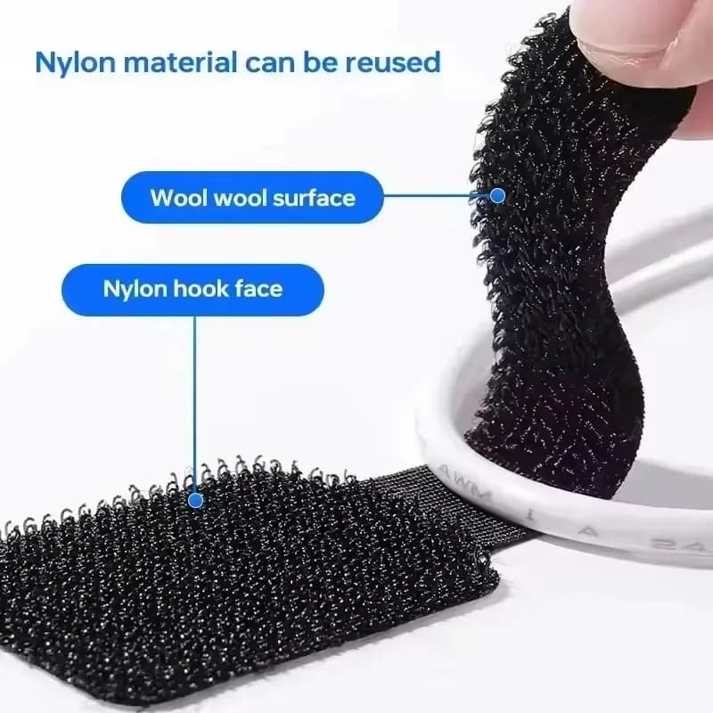 Lot de 20 clips de gestion de câbles en nylon - Noir et blanc - Image 5