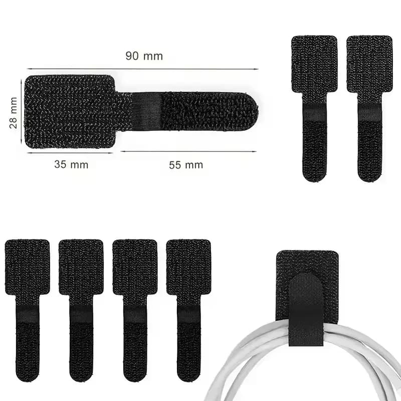 Lot de 20 clips de gestion de câbles en nylon - Noir et blanc - Image 4
