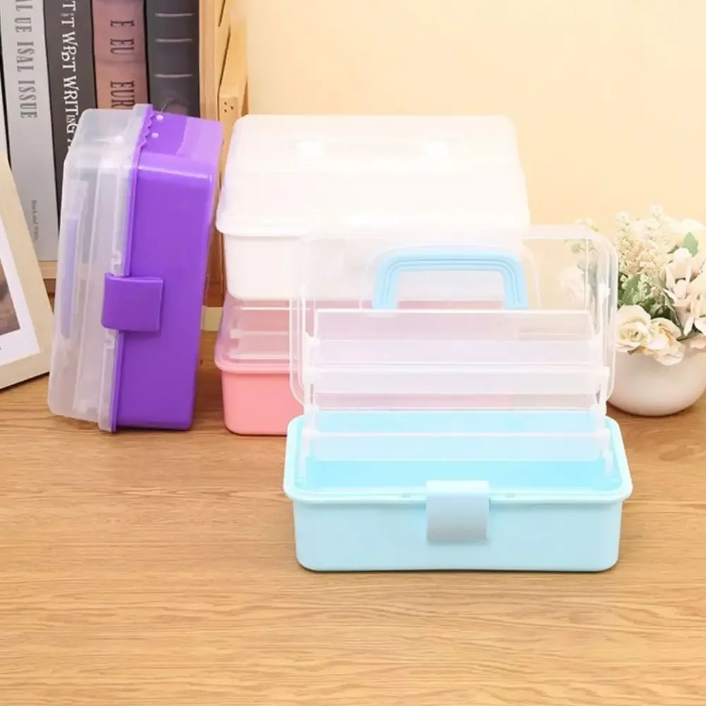 Boîte de rangement pliable à 2/3 niveaux pour maquillage et accessoires de beauté - Image 1