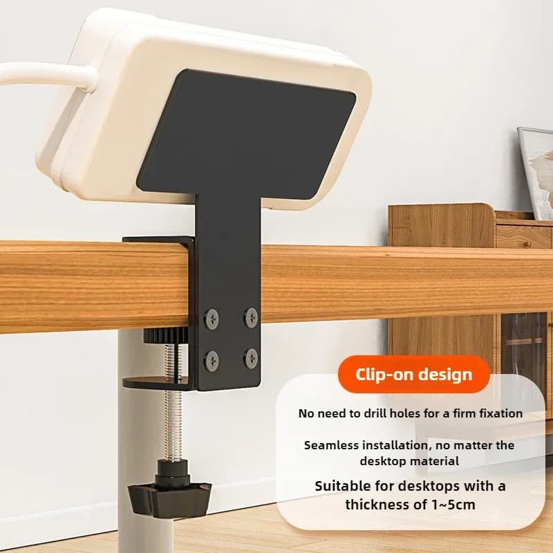 Plateau de gestion de câbles et support de multiprise sous bureau sans perçage - Image 1