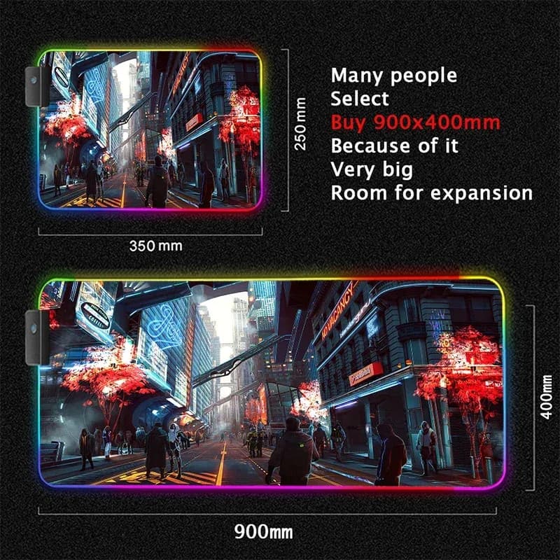 Tapis de souris gaming XL rétroéclairé RVB - Design Cyberpunk slide 7