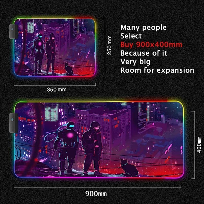 Tapis de souris gaming XL rétroéclairé RVB - Design Cyberpunk slide 15