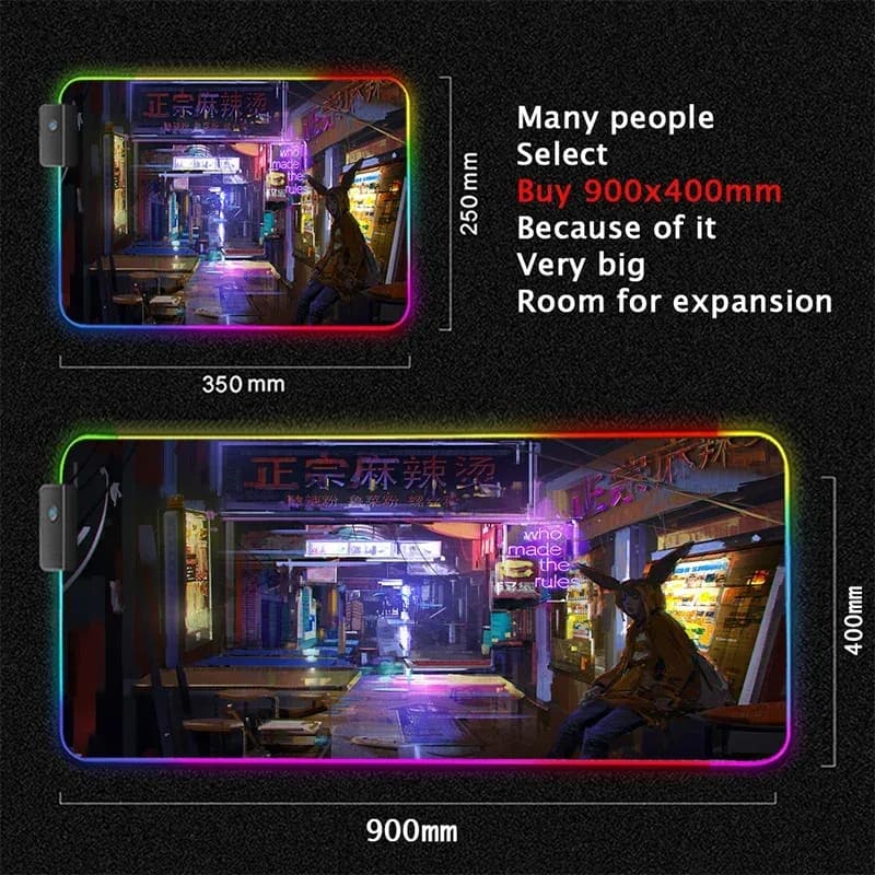 Tapis de souris gaming XL rétroéclairé RVB - Design Cyberpunk slide 17