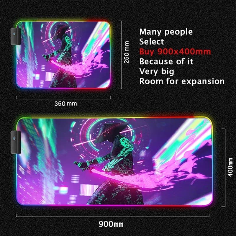 Tapis de souris gaming XL rétroéclairé RVB - Design Cyberpunk slide 16