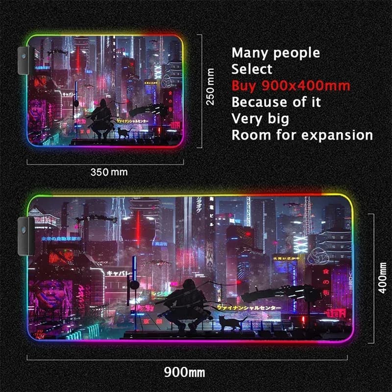 Tapis de souris gaming XL rétroéclairé RVB - Design Cyberpunk slide 18