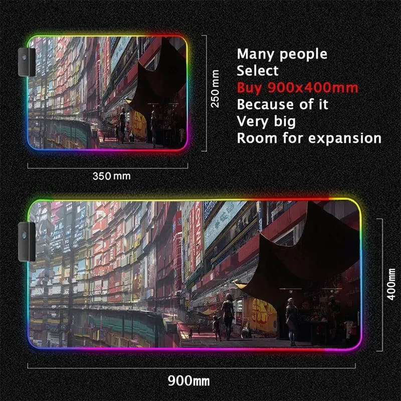 Tapis de souris gaming XL rétroéclairé RVB - Design Cyberpunk slide 10