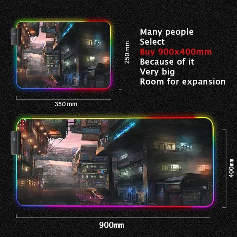 Tapis de souris gaming XL rétroéclairé RVB - Design Cyberpunk slide 12