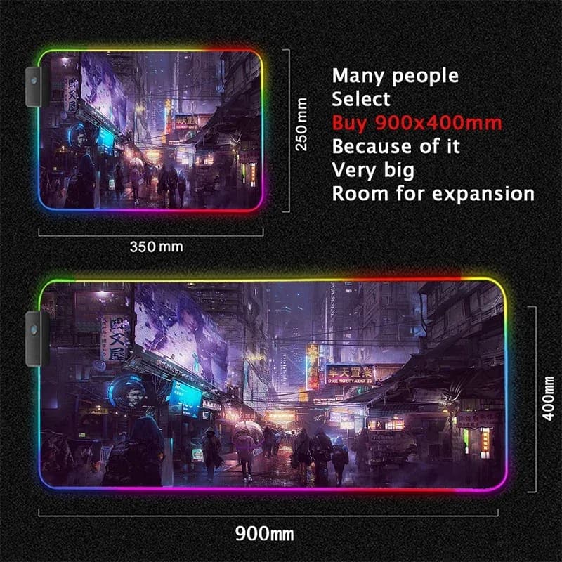 Tapis de souris gaming XL rétroéclairé RVB - Design Cyberpunk slide 13