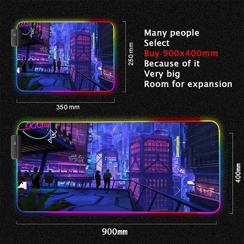 Tapis de souris gaming XL rétroéclairé RVB - Design Cyberpunk slide 9