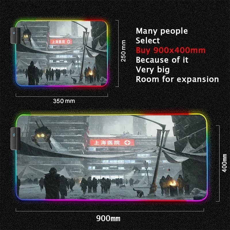 Tapis de souris gaming XL rétroéclairé RVB - Design Cyberpunk slide 8