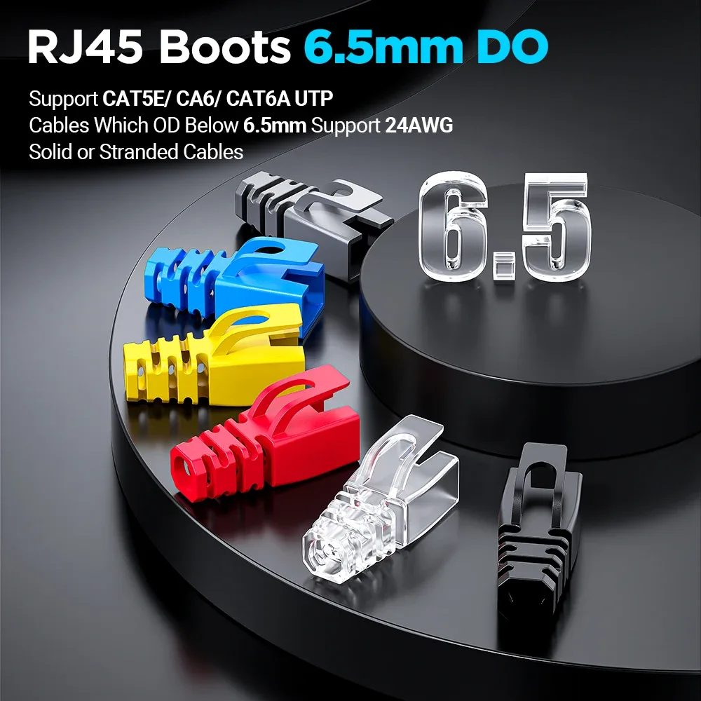 AMPCOM - Manchons anti-traction pour connecteurs RJ45 (6,5/7,5/8,0 mm) - Compatible CAT5E à CAT8 slide 3