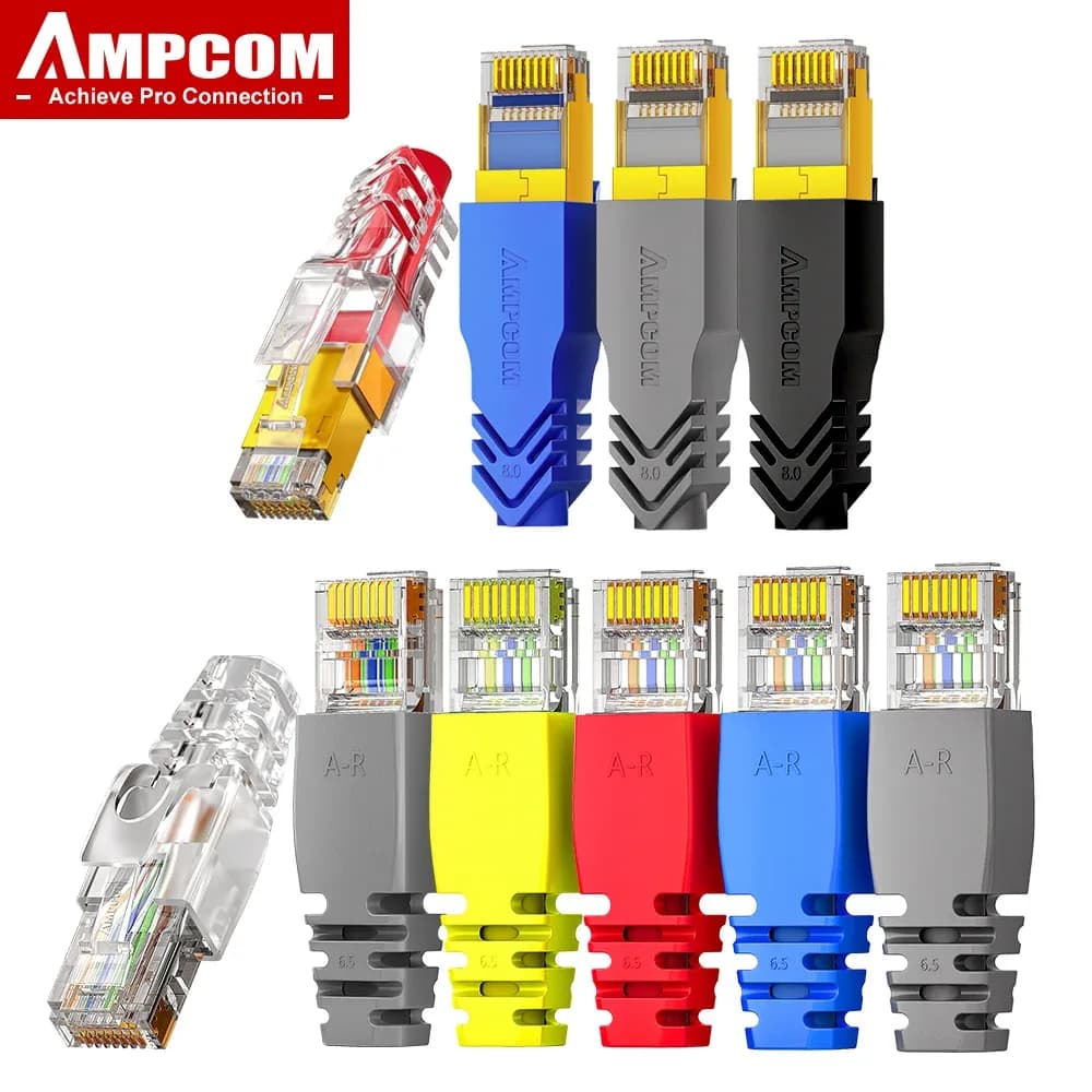 AMPCOM - Manchons anti-traction pour connecteurs RJ45 (6,5/7,5/8,0 mm) - Compatible CAT5E à CAT8
