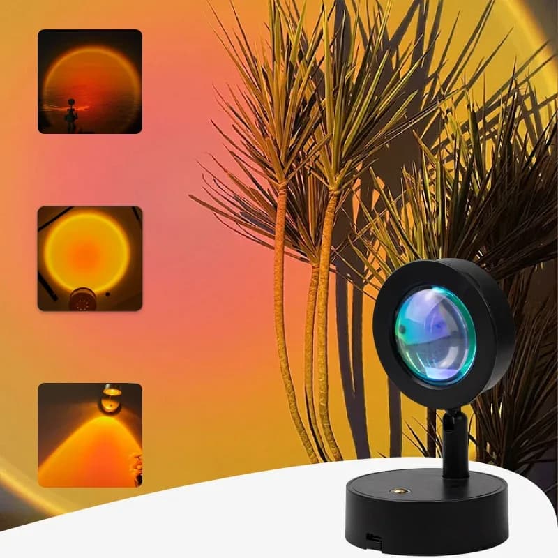 Projecteur LED Coucher de Soleil Magnétique et Rechargeable - Rotation 360° et Variateur Tactile