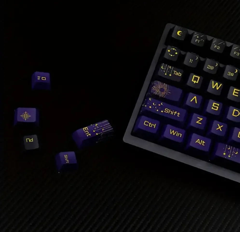 Set de Keycaps PBT Thème Constellation (130 touches) - Profil OEM - Symboles Astrologiques en Gravure Latérale slide 3
