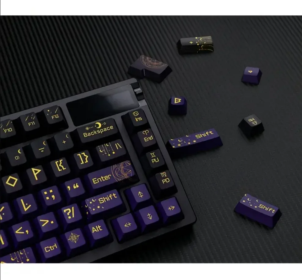 Set de Keycaps PBT Thème Constellation (130 touches) - Profil OEM - Symboles Astrologiques en Gravure Latérale slide 4